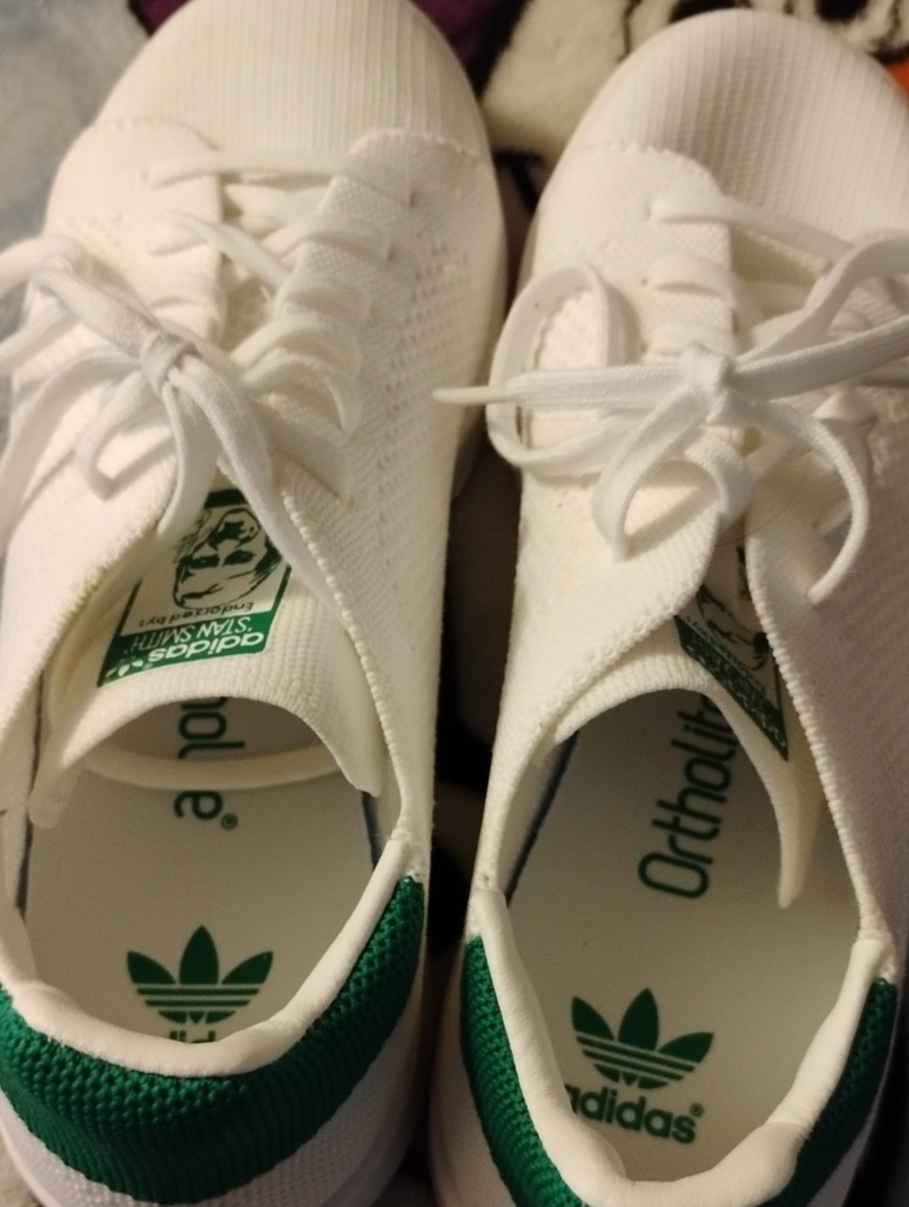 adidas Kids White Sneakers with Green Heel Detail